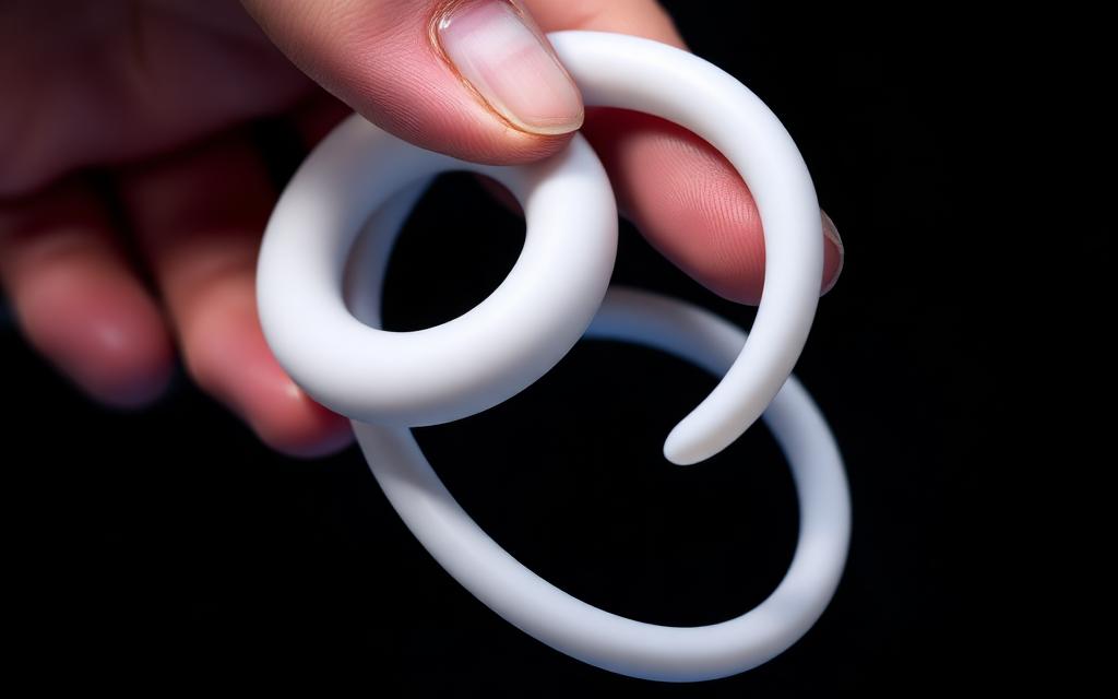 Flexible rubber-like 3D printed seal being bent by hand