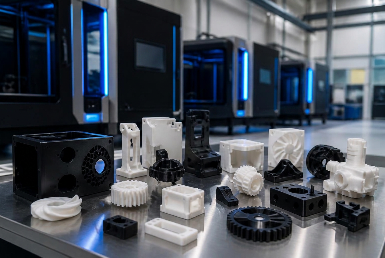 Industrial plastic 3D printed impeller, jigs, gears, brackets and engineering housings