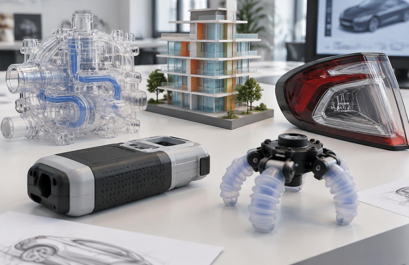 PolyJet transparent, multicolour, automotive, architectural and soft-touch prototypes