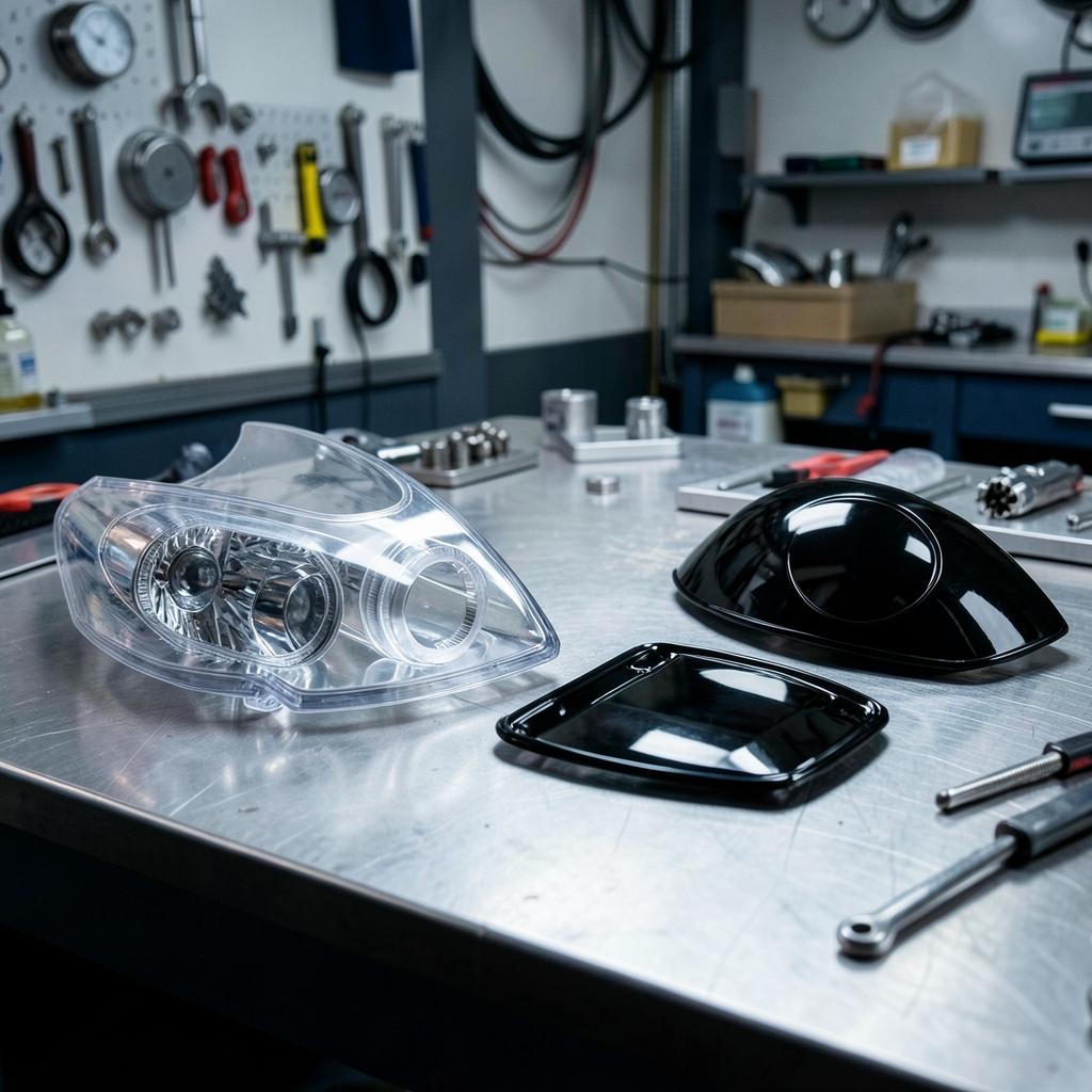 SLA 3D printed automotive styling and lens prototypes in transparent resin